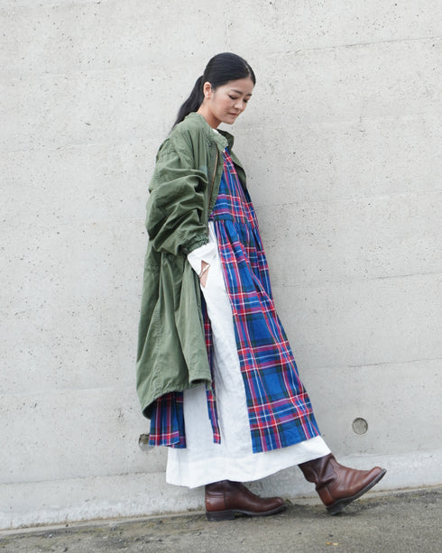 <販売開始 9月19日 金曜日 21:00 〜> INDIGO Tartan Apron Dress / Red・Blue